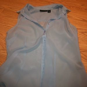 sheer blue blouse